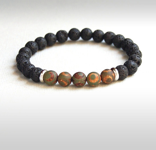 męska bransoletka :: TALIZMAN :: tibetan agate VI kaktusia