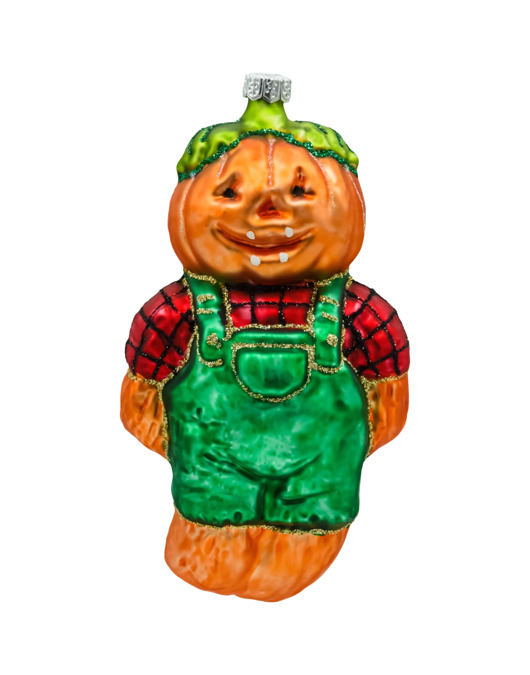 ozdoby choinkowe Bombka choinkowa: Dyniogłowy ludzik w kolorowych ogrodniczkach