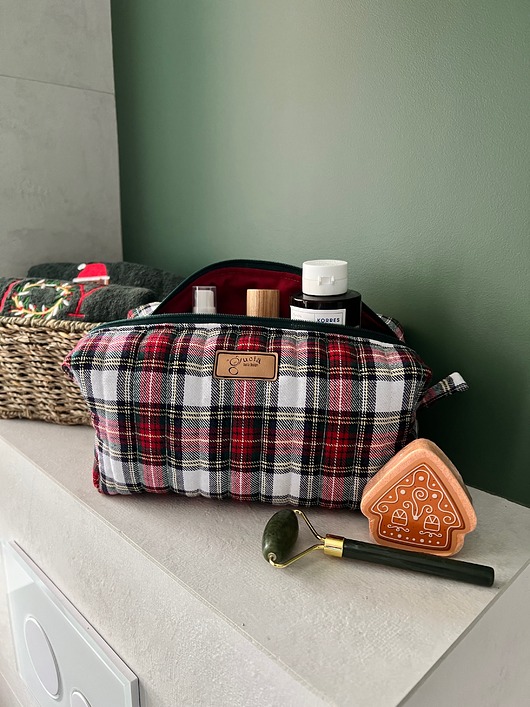 dekoracje świąteczne Kosmetyczka świąteczna - kratka