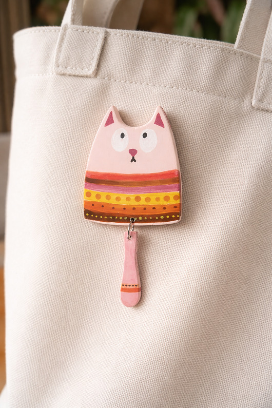 broszki Kolorowa Broszka Kot, Pin Kotek