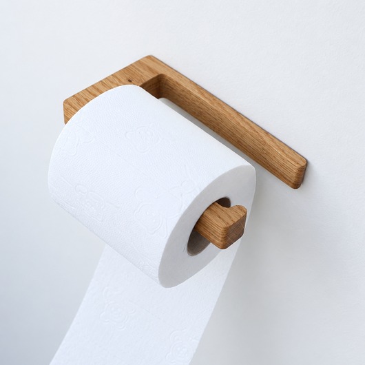 dodatki - łazienka - różne Dębowy uchwyt na papier toaletowy montowany na klej