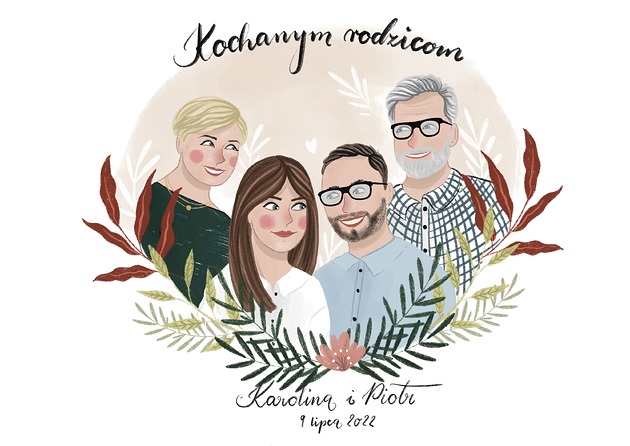 grafiki i ilustracje Portret cyfrowy 4 osoby
