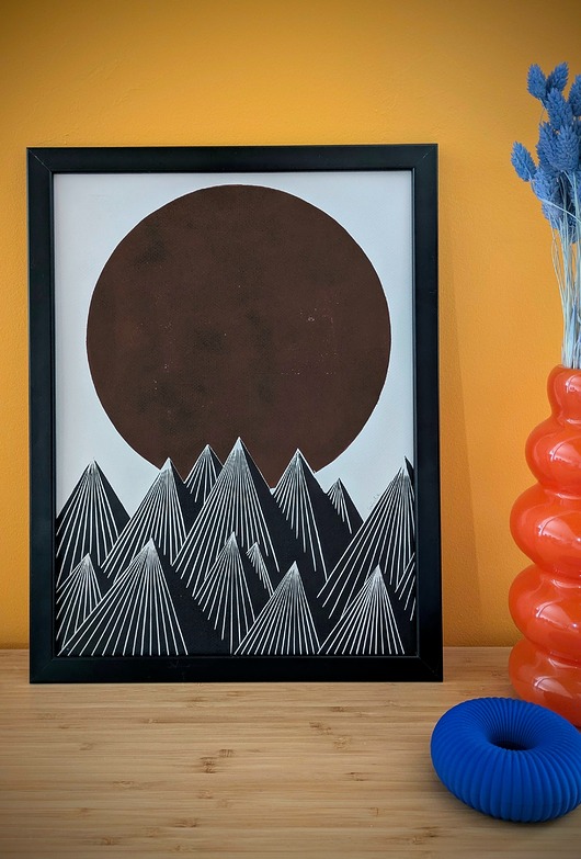 grafiki i ilustracje Ręcznie drukowany linoryt "Wschód vol.2" 30x40cm
