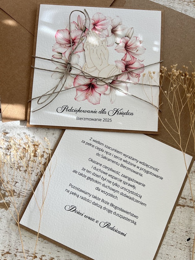kartki scrapbooking Podziękowanie dla księdza na bierzmowanie 2025