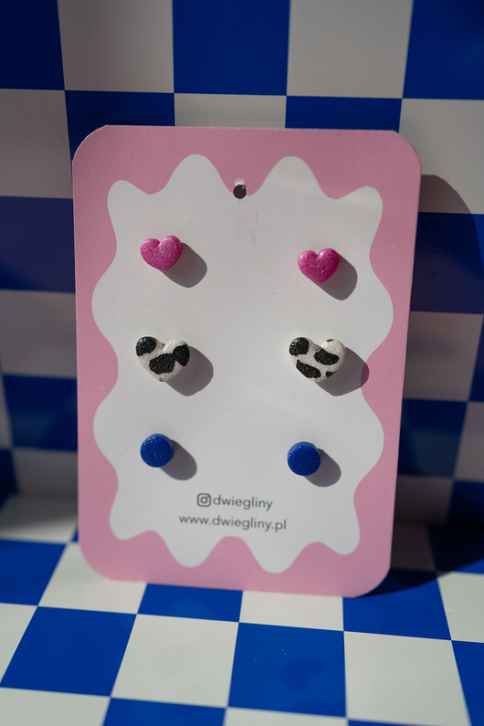 kolczyki z masy plastycznej Zestaw 3 par małych sztyftów