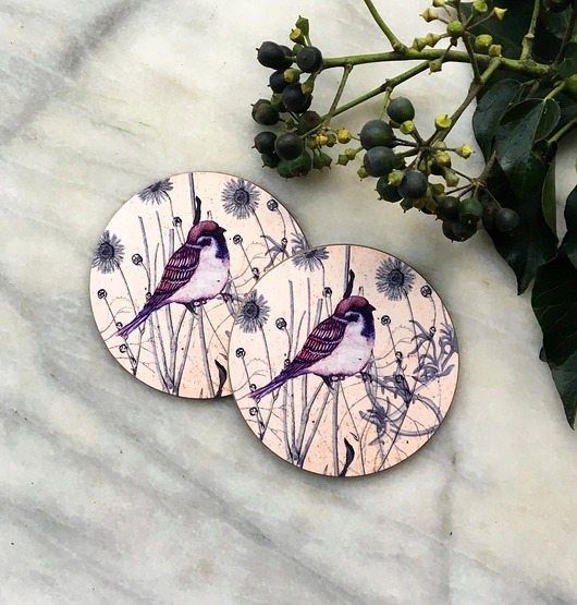 podkładki do kuchni Podkładki pod kubek- Wróbel- Mazurek- Ptaki