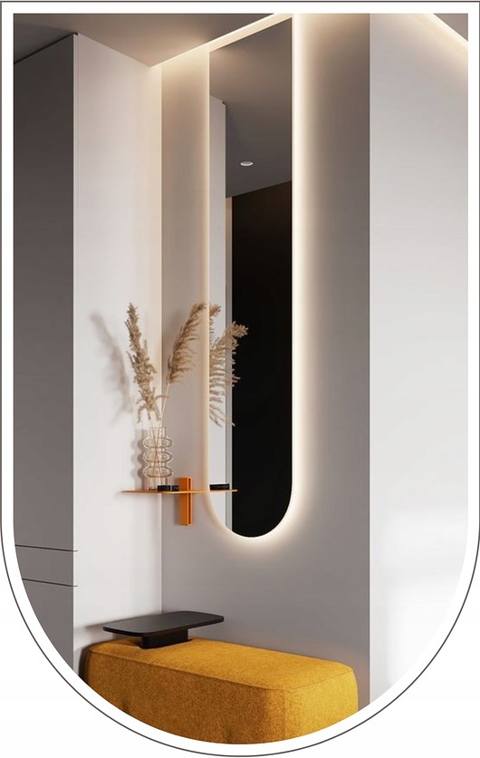 lustra stojące i wiszące LUSTRO LED PODŚWIETLANE ŚCIENNE 100X50 cm PÓŁOWALNE GARDEROBA ŁAZIENKA