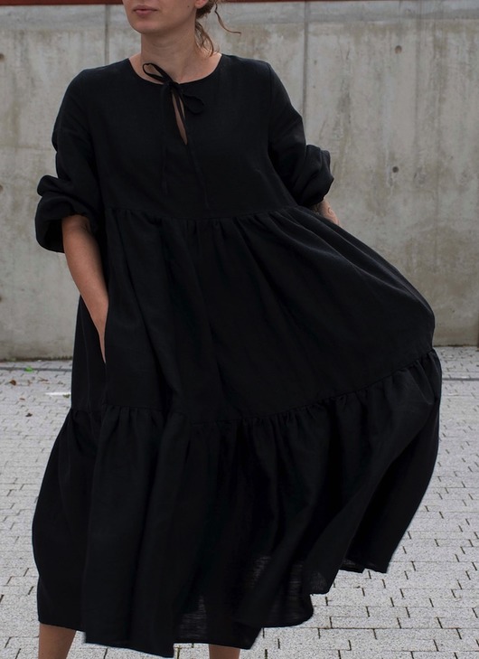 sukienki midi damskie Lniana sukienka ASAMI 100% LEN