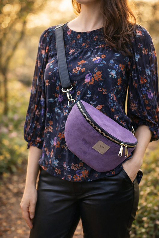 saszetka nerka Zamszowa torebko nerka Fioletowa