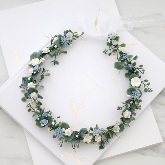 Ślubne ozdoby do włosów Błękitny wianek na głowę "Blue Sky"