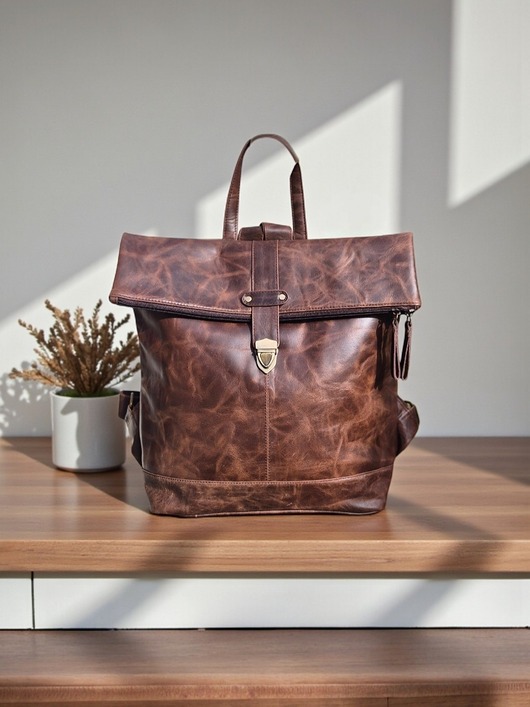 plecaki Plecak skórzany brązowy Tanvi vintage ciekawy kształt