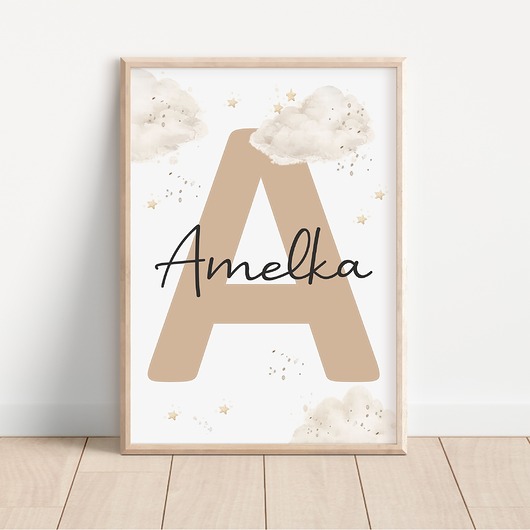 obrazy i plakaty do pokoju dziecięcego Plakat na ścianę - Litera z imieniem Wzór 1