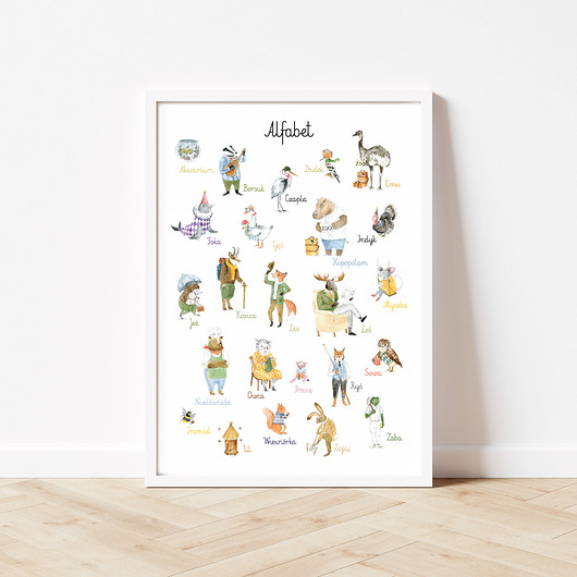 obrazy i plakaty do pokoju dziecięcego Plakat ze szkolnym alfabetem Hi Little