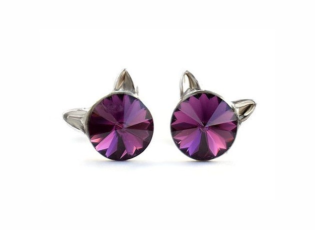 kolczyki swarovski KOTY! Kolczyki - kryształy Swarovski - fiolet