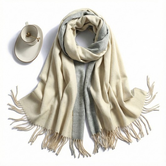 szale damskie SZAL SZALIK kaszmir 100% kaszmirowy beżowy szary