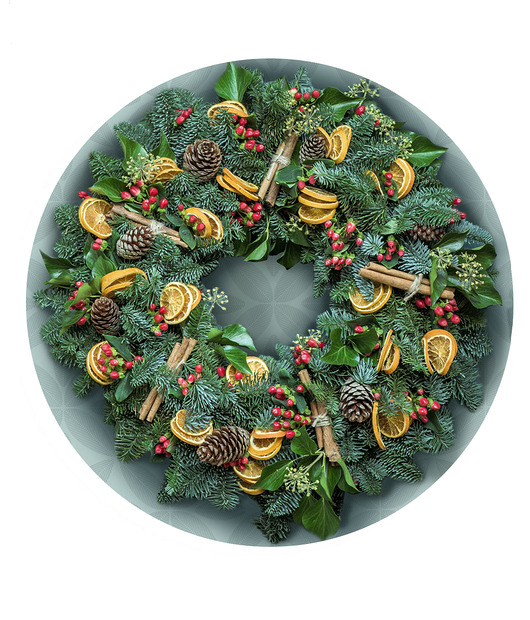 tapety i naklejki ścienne Naklejka ścienna Wianek z Pomarańczami i Cynamonem  (koło)