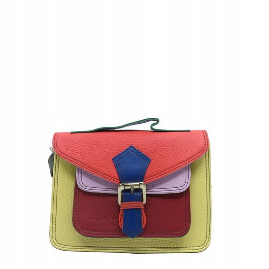 torby na ramię Torebka damska skórzana listonoszka kolorowa rączka regulowany pasek OLIVKA