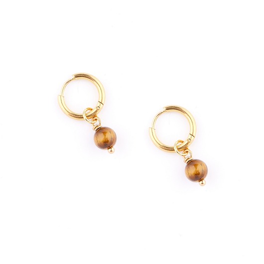 kolczyki - inne Tygrysie oko - kolczyki koła - pozłacana stal szlachetna