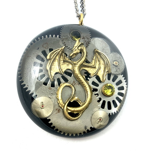 GOLDEN DRAGON - WISIOR STEAMPUNK - Unikat DROBINY CZASU