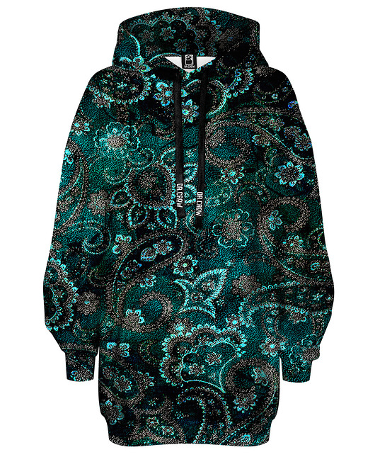 bluza z kapturem damska Bluza Oversize Tunika DR.CROW Green Texture