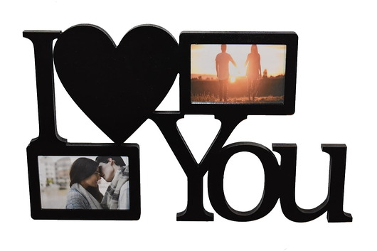 ramki na zdjęcia Multirama ramka na zdjęcia  z napisem I love You mdf 2 zdjęcia