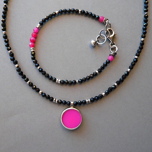 komplet biżuterii - turmaliny i różowy agat - komplet-