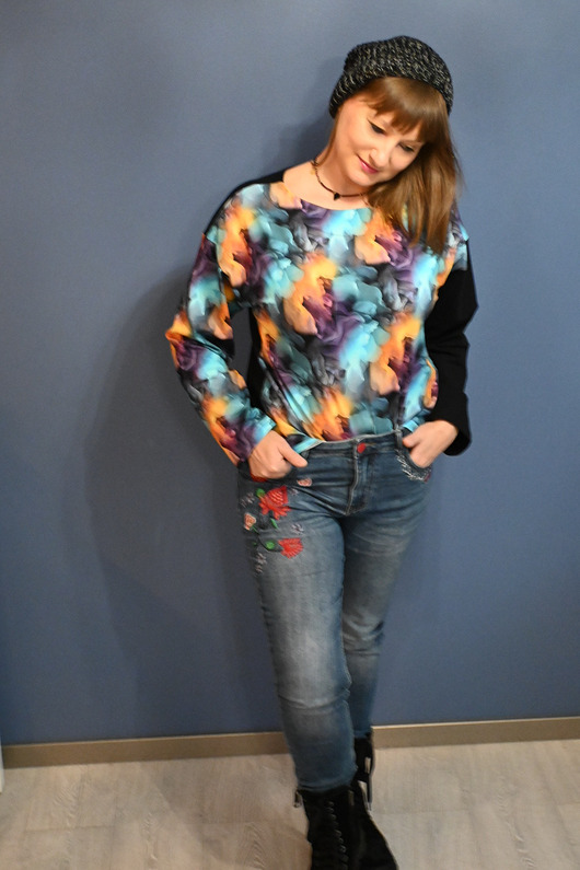 bluza bez kaptura damska Bluza bawełniana Kolorowy Dym