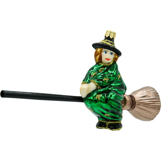 ozdoby choinkowe Bombka choinkowa: Czarownica na miotle: zielona