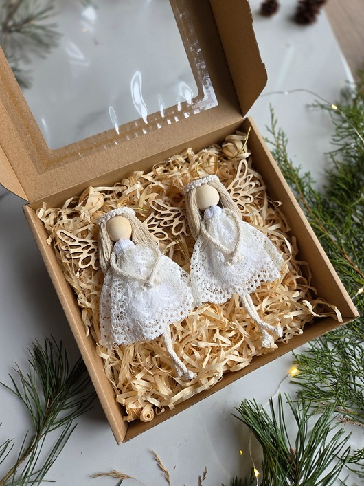 ozdoby choinkowe Zawieszki na choinkę aniołki makrama bombki na prezent