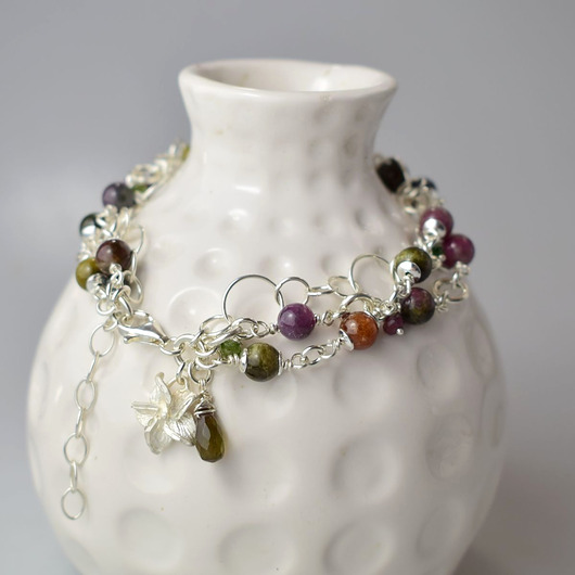 bransoletki z kamieni naturalnych Turmalin w srebrze - bransoletka