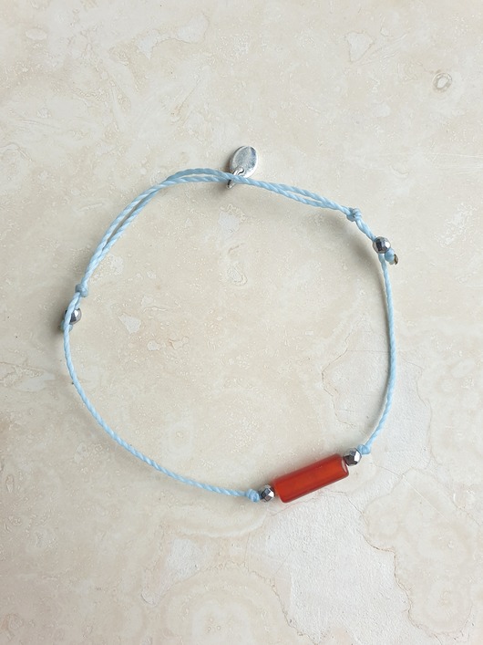 bransoletki na sznurku Bransoletka BOHO sznurkowa niebieski, karneol, hematyt