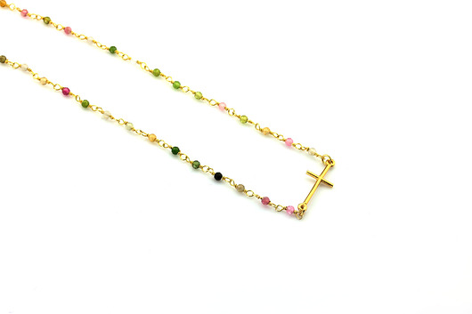 Naszyjnik Turmalin Choker złoto  Brazi Druse Jewelry