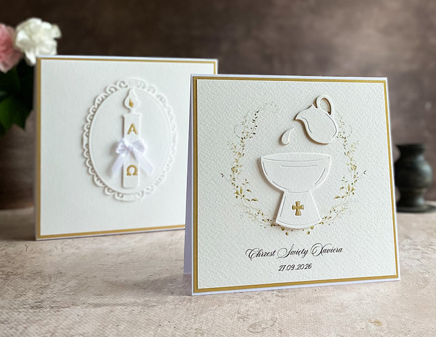 kartki, zaproszenia na chrzest Pamiątka chrztu, kartka z pudełkiem i kopertą, C56A