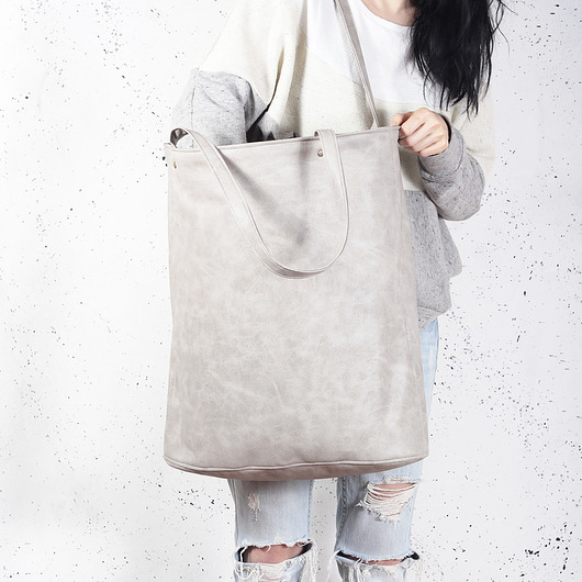 Mega Shopper bag beż / duża torba na codzień hairoo
