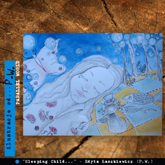Sleeping Child... oryginalna akwarela A3 Parallel World