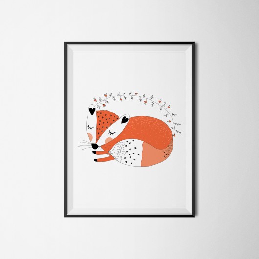 Plakat skandynawski z liskiem myscandi