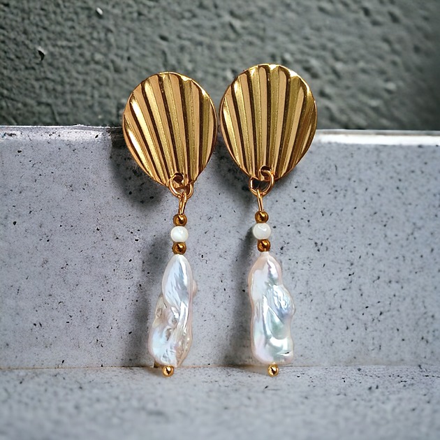 kolczyki z kamieniami Zjawiskowe kolczyki :: PERŁY & stal pozłacana