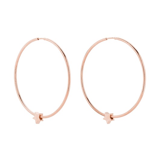 kolczyki srebrne Duże kolczyki z różowego złota z gwiazdkami