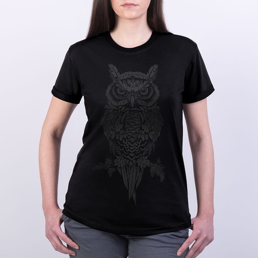 t-shirt damskie Koszulka damska PUCHACZ ZWYCZAJNY czarna