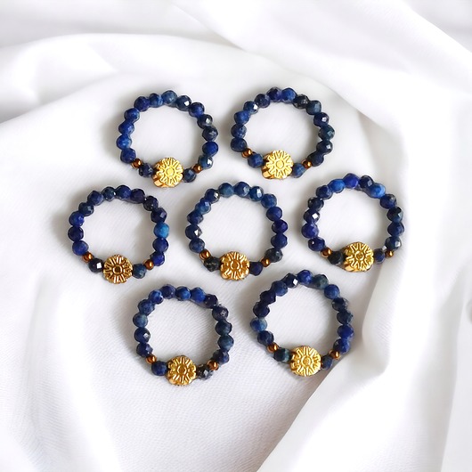 pierścionki elastyczne Pierścionek : lapis lazuli , złoty hematyt