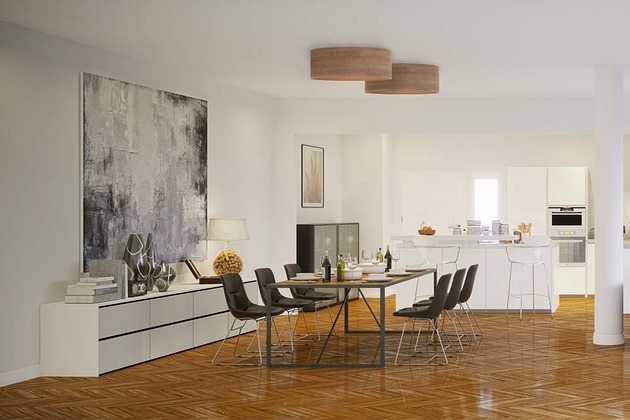 plafony Lampa sufitowa z abażurem w kolorze dąb sonoma DUBAJ ECO fi - 30 cm