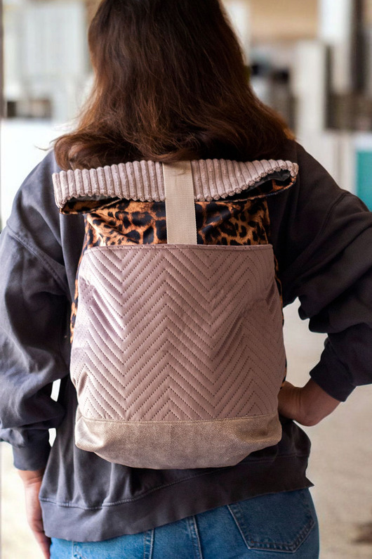 plecaki Pudroworóżowy składany plecak kurierski panterka