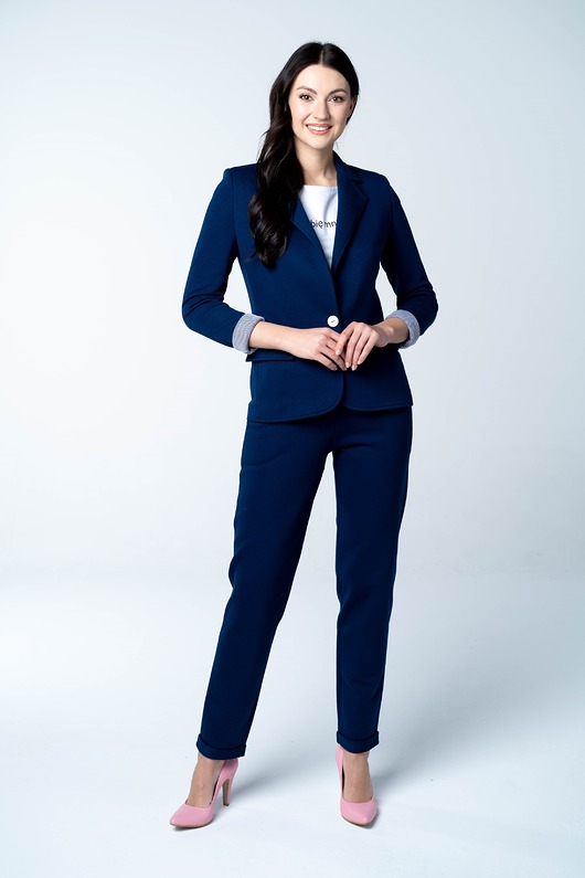 spodnie dresowe damskie Spodnie damskie Deep Blue proste granatowe z dresówki