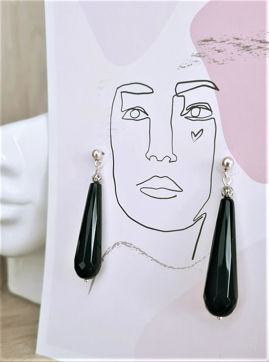 kolczyki srebrne Kolczyki srebrne BLACK TEARS - unikat