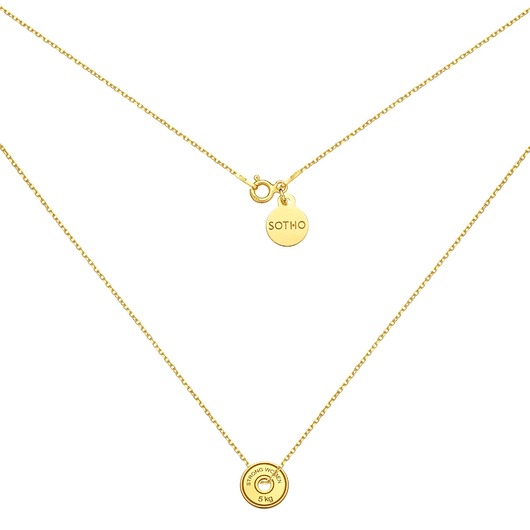 srebrne naszyjniki Złoty naszyjnik z odważnikiem do hantli STRONG WOMEN 5 KG