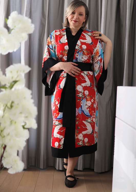 sukienki midi damskie Kimono Red Zen