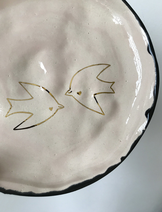 Ceramiczny talerz Złote ptaki ELEMTHEBRAND