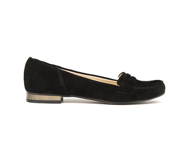 baleriny damskie SKÓRZANE BALERINKI ZAPATO 025 CZARNY WELUR