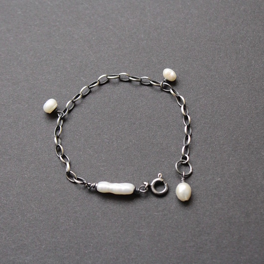 bransoletki z kamieni naturalnych Unikatowa bransoletka - Perły w oksydzie I