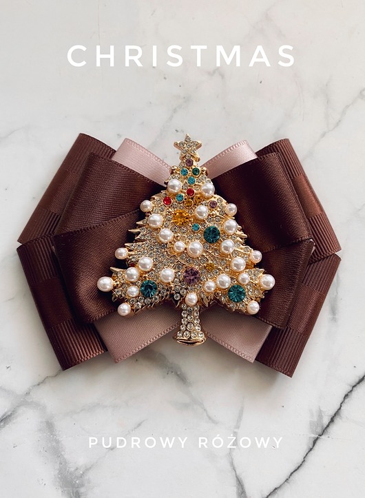 broszki Brosza z Choinką z perłami Mikołajki Święta
